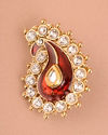 Ruby Red Stone Embedded Paisley Brooch image number 0